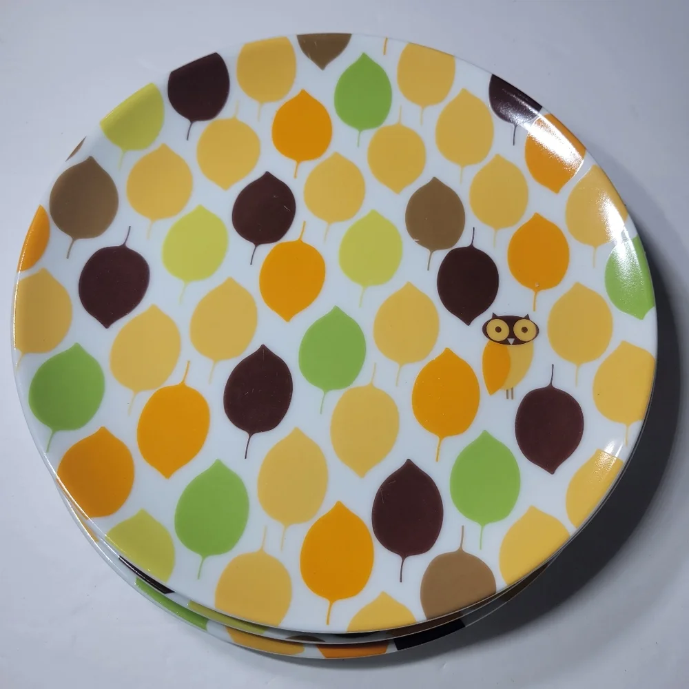 Set of 4 Little Hoot Owl Plates Rachael Ray Owl Plates, 8